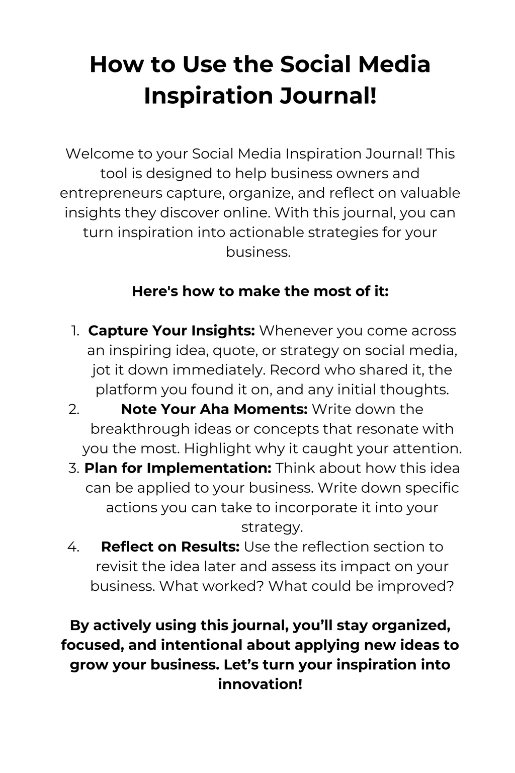 Social Media Inspiration Journal - Technically Tahquetta Designs