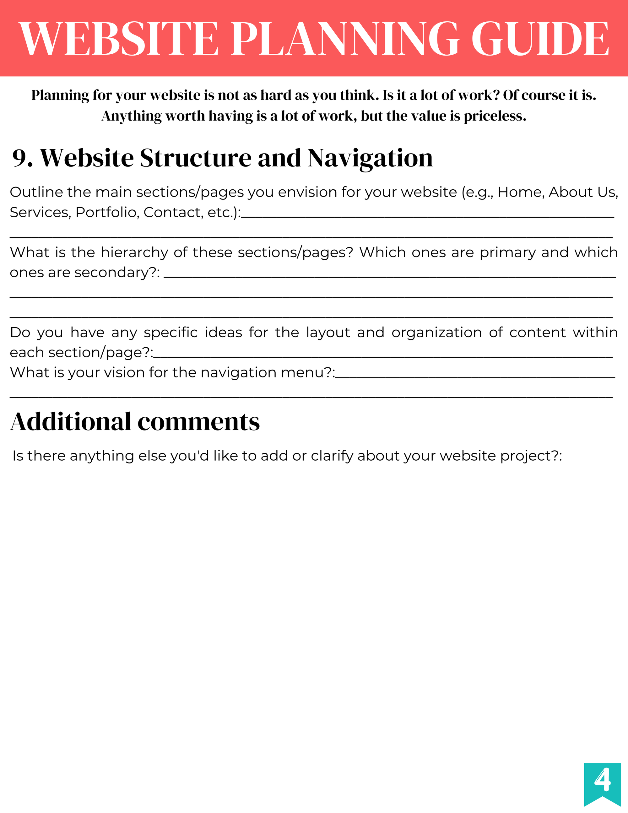 Website Planner - Technically Tahquetta Designs