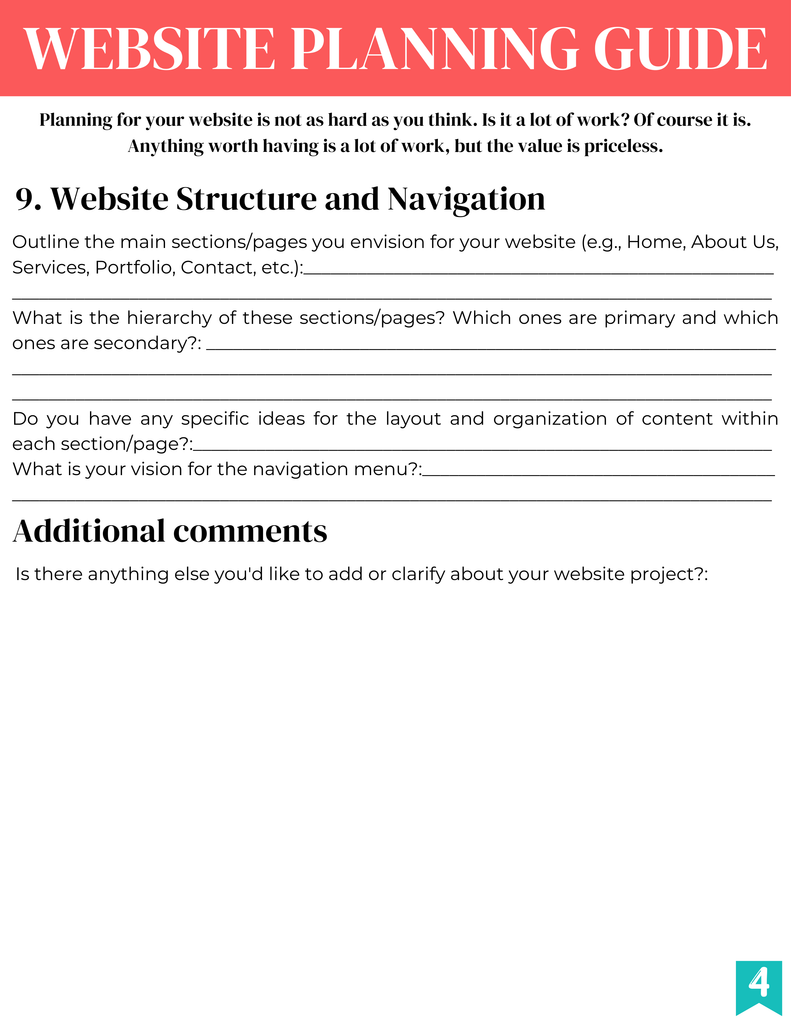 Website Planner - Technically Tahquetta Designs